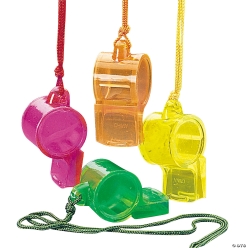Transparent Plastic Whistles - 12Pk