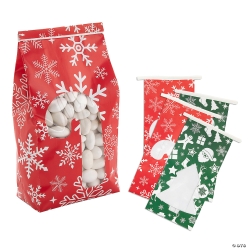 Christmas Paper Treat Bags with Window-24Pk