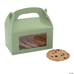 Sage Green Treat Boxes with Display Window-12Pk