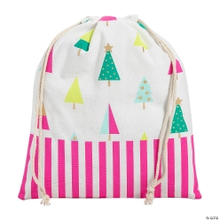 Fa La La Christmas Trees Canvas Drawstring Bag