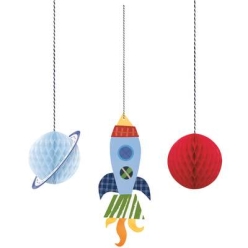 Trendy Space Honeycomb Hanging Decorations - 3 PK