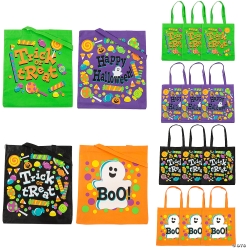 Halloween BIG Trick or Treat Fabric Totes - 12 Pk