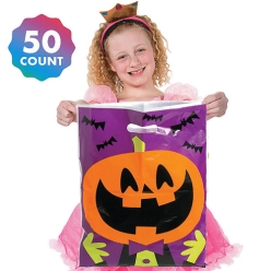 50% OFF: Halloween Characters BIG Trick or Treat Bags - 50 Pk