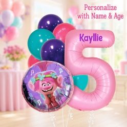 Trolls Airfill PERSONALIZED Name & Age Balloon Bouquet