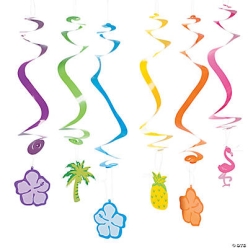 Luau Hanging Cutouts - 12 pack