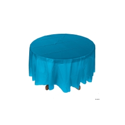 Turquoise Round Plastic Tablecloth