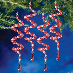 Beaded Red & White Peppermint Twist Ornament Craft Kits-8Pk
