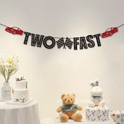 Racing Two Fast Glitter Cardstock Banner