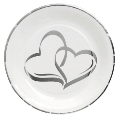 Two Hearts Dessert Plates - 25 Pk