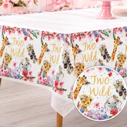Two Wild 2nd Birthday Safari Plastic Tablecover