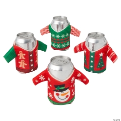Ugly Christmas Sweater Shaped Can Sleeves - 12Pk