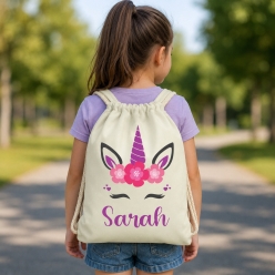 Unicorn Personalized Drawstring Backpack