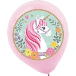 Unicorn Full Colour Large Latex Balloons - 5 PK