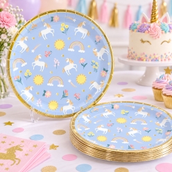 Unicorn Premium Metallic Dinner Plates - 8 PK