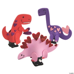 Valentine Dinosaur Wind-Up Toy Craft Kit-12Pk