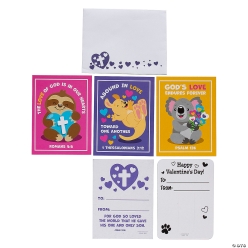 God's Love Cute Valentine Exchange Cards w/Envelopes -