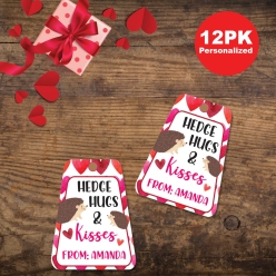 Valentine's Day Hedge Hugs PERSONALIZED Tags - 12 PK