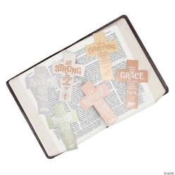 Religious Cross-Shaped Bible Verse Bookmarks-24Pk