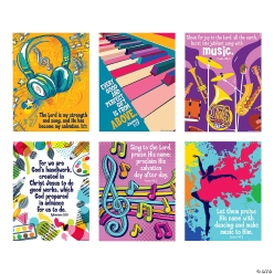 Religious Music & Art Bible Verse Poster Set-6Pk