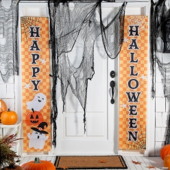 Fun & Fa-Boo-Lous Orange Checkerboard Vertical Banners Set
