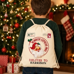 Vintage Christmas Personalized Drawstring Backpack