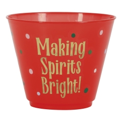 Vintage Christmas Making Spirits Bright Metallic Gold Plastic Cu