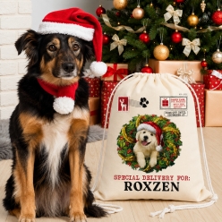 Vintage Dog Xmas Personalized Drawstring Backpack