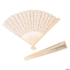 Shabby Chic Lace Folding Fans - 12 Pk