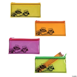 Vinyl Owl Pencil Cases - 12 Pk