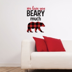 60% OFF: Buffalo Plaid We Love You Beary Much Vinyl Wall Decal