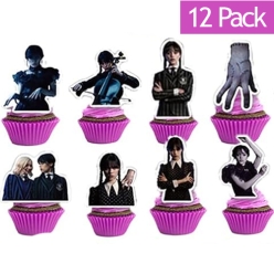 50% OFF: Wednesday Cupcake/Food Toppers - 12 PK
