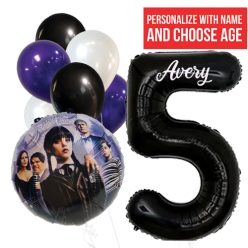 Wednesday PERSONALIZED Name & single Digit Age Balloon Bouquet