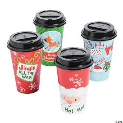 Christmas Insulated Coffee Cups with Lids - 12 Pack