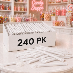 White Fruit Flavour Candy-Filled Straws - 240 Pk