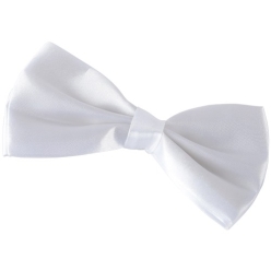 White Adult Clip On Fabric Bowtie