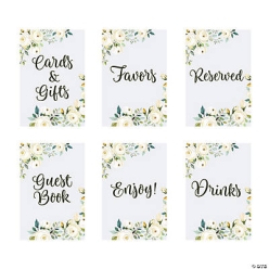 70% OFF: White Floral Wedding Table Signs - 6Pk