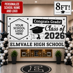Grad White 2 PERSONALIZED Gigantic 8FT Vinyl Keepsake Banner