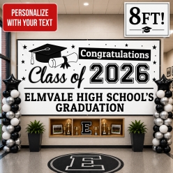 Grad White PERSONALIZED Gigantic 8FT Vinyl Keepsake Banner