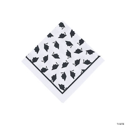 White Graduation BIG Beverage Napkins-50Pk