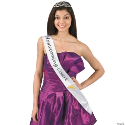 Satin White Homecoming Court Sash