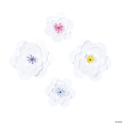White Paper Flowers Party Decor-12Pk