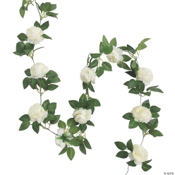 White Peony Faux Flower Garland 6ft