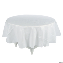 White Round Tablecloth with Flannel Back