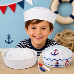 Cotton White Kids Decoratable Sailor Hat