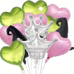 Wicked Shades of Pink & Green Balloon Bouquet 12pcs