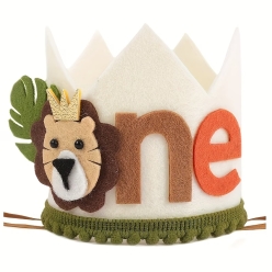 Wild One Safari Fabric Birthday Crown