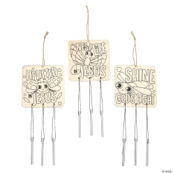 Colour Your Own Religious Spring Wood Wind Chimes-12Pk