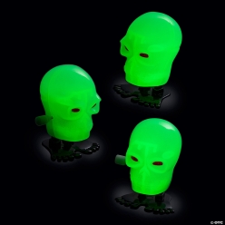 Glow-in-the-Dark Skeleton Head Wind-Ups-36Pk