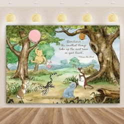 Vintage Winnie the Pooh Smallest Things Fabric Backdrop