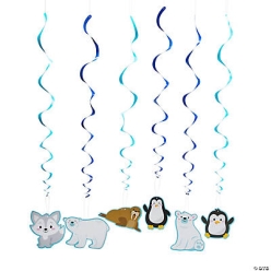 Winter Animals Hanging Swirl Decorations - 12Pk